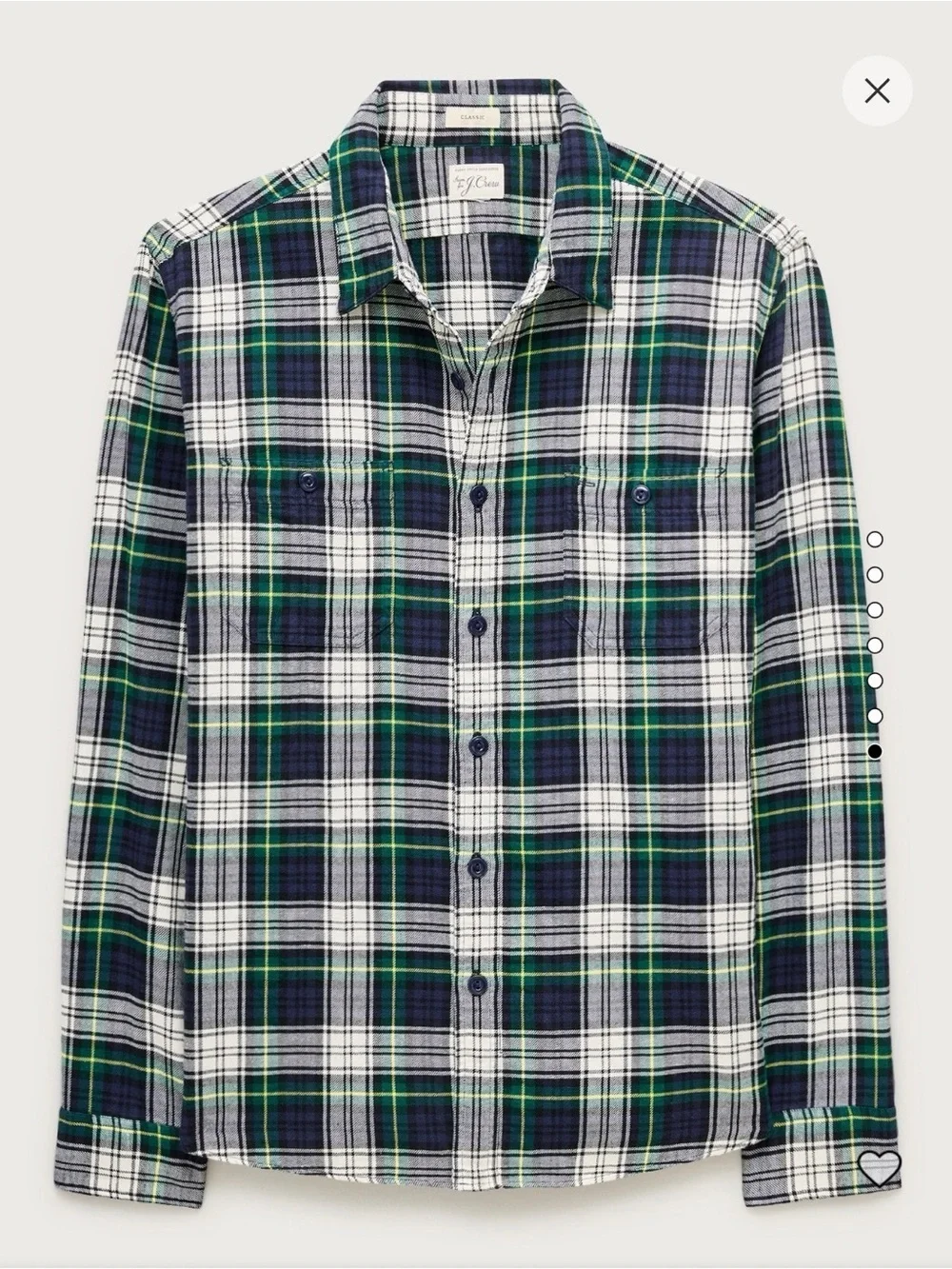J. Crew Navy, Green and White Plaid Button-Down Shirt